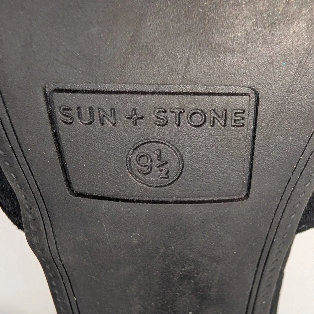 Sun + Stone women's black platform high heels, size 9.5 M.